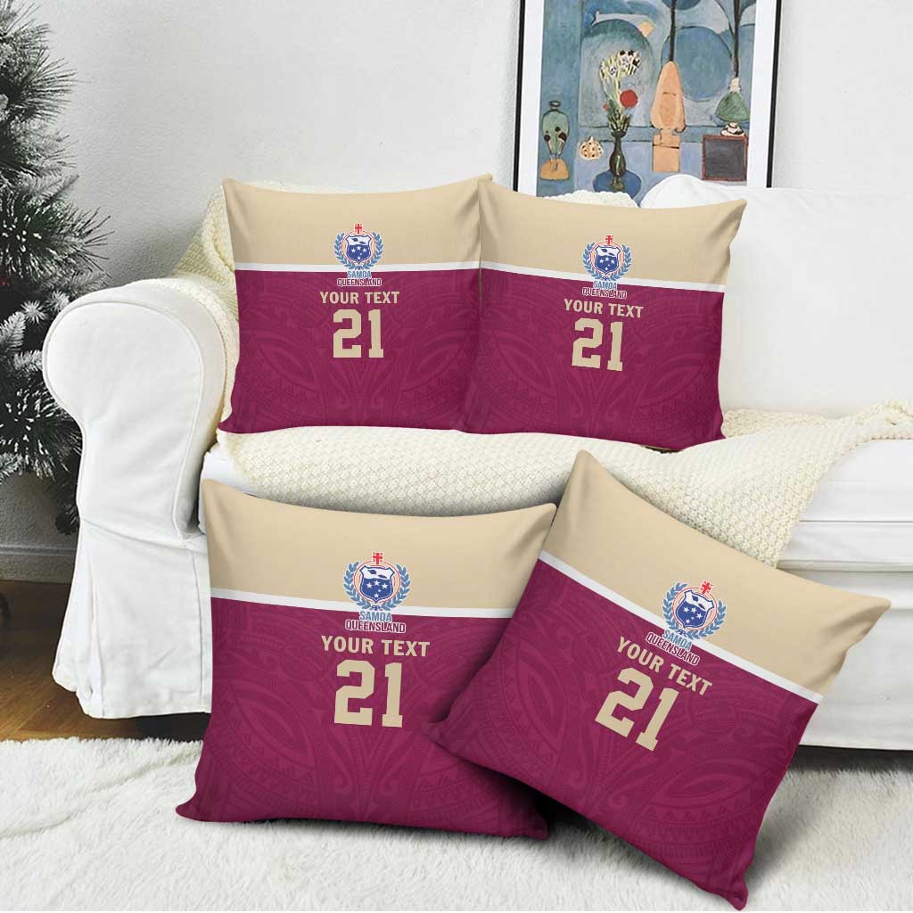 Queensland Samoa Custom Pillow Cover Maroon Pacific Polynesian Tribal Pattern - Aussie Hoodie