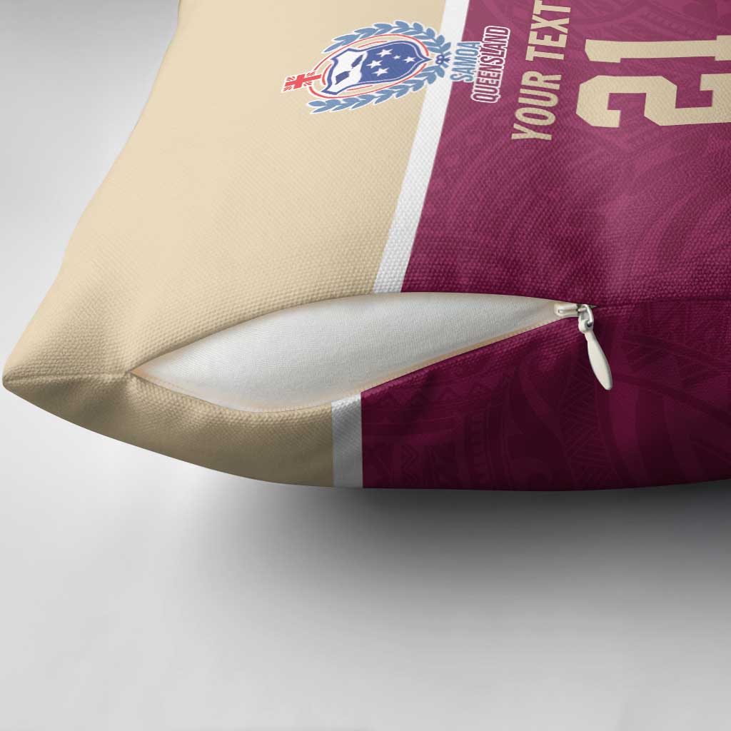 Queensland Samoa Custom Pillow Cover Maroon Pacific Polynesian Tribal Pattern - Aussie Hoodie