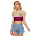 Queensland Samoa Custom Raglan Cropped T Shirt Maroon Pacific Polynesian Tribal Pattern