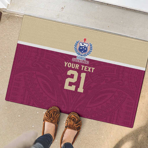 Queensland Samoa Custom Rubber Doormat Maroon Pacific Polynesian Tribal Pattern