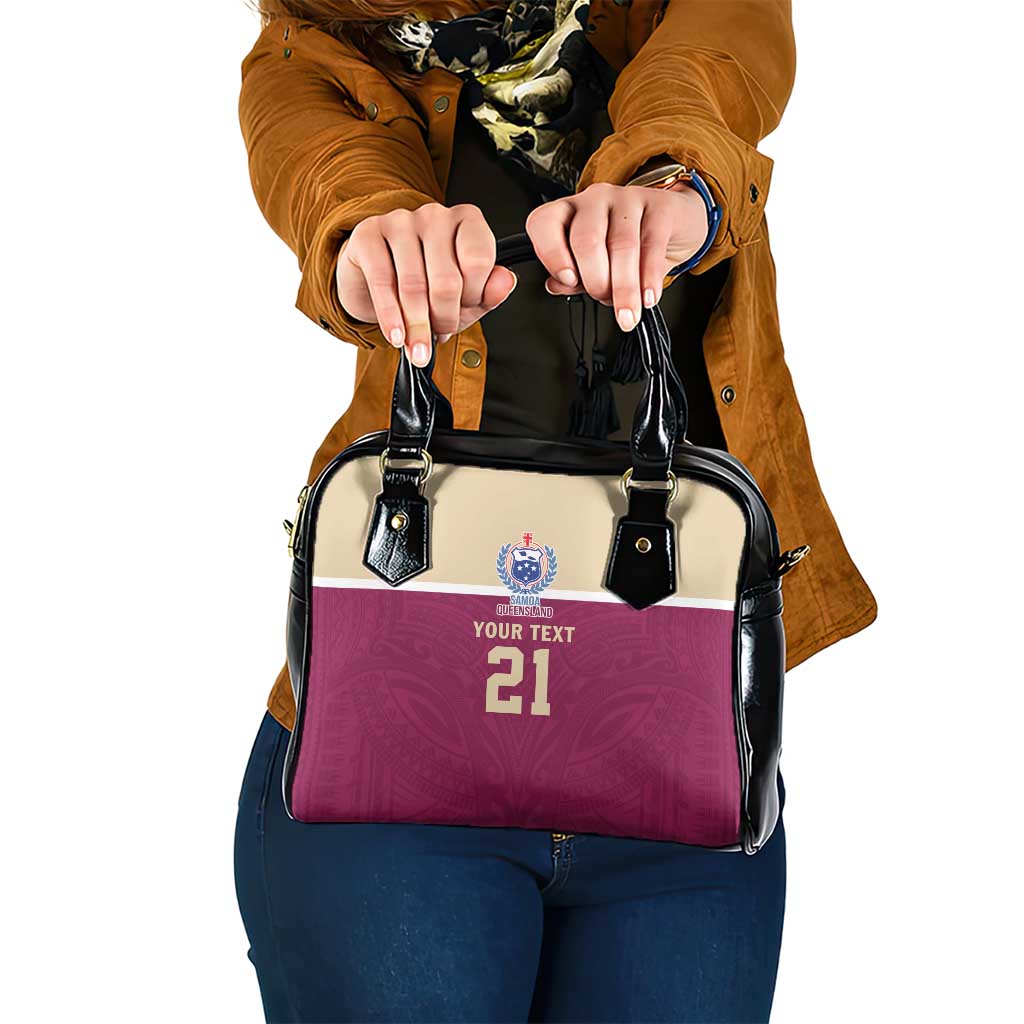 Queensland Samoa Custom Shoulder Handbag Maroon Pacific Polynesian Tribal Pattern