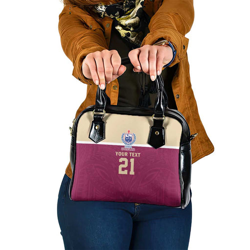 Queensland Samoa Custom Shoulder Handbag Maroon Pacific Polynesian Tribal Pattern