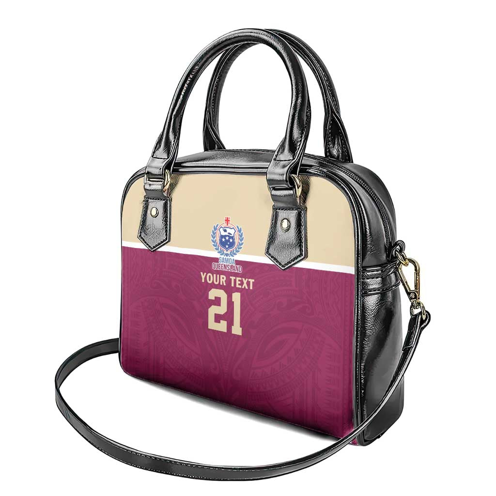Queensland Samoa Custom Shoulder Handbag Maroon Pacific Polynesian Tribal Pattern