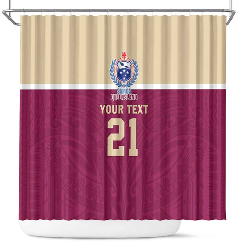 Queensland Samoa Custom Shower Curtain Maroon Pacific Polynesian Tribal Pattern