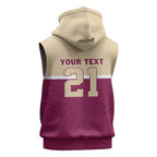 Queensland Samoa Custom Sleeveless Hoodie Maroon Pacific Polynesian Tribal Pattern - Aussie Hoodie