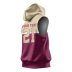 Queensland Samoa Custom Sleeveless Hoodie Maroon Pacific Polynesian Tribal Pattern - Aussie Hoodie