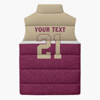 Queensland Samoa Custom Sleeveless Puffer Jacket Maroon Pacific Polynesian Tribal Pattern - Aussie Hoodie