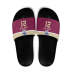 Queensland Samoa Custom Slide Sandals Maroon Pacific Polynesian Tribal Pattern - Aussie Hoodie