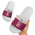 Queensland Samoa Custom Slide Sandals Maroon Pacific Polynesian Tribal Pattern - Aussie Hoodie