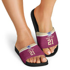 Queensland Samoa Custom Slide Sandals Maroon Pacific Polynesian Tribal Pattern - Aussie Hoodie