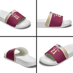 Queensland Samoa Custom Slide Sandals Maroon Pacific Polynesian Tribal Pattern - Aussie Hoodie