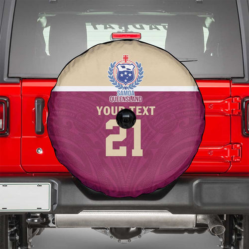 Queensland Samoa Custom Spare Tire Cover Maroon Pacific Polynesian Tribal Pattern