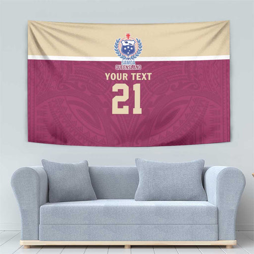 Queensland Samoa Custom Tapestry Maroon Pacific Polynesian Tribal Pattern