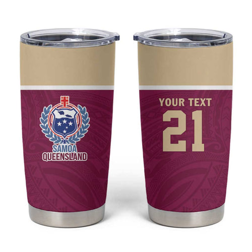 Queensland Samoa Custom Tumbler Cup Maroon Pacific Polynesian Tribal Pattern