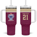 Queensland Samoa Custom Tumbler With Handle Maroon Pacific Polynesian Tribal Pattern