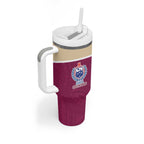 Queensland Samoa Custom Tumbler With Handle Maroon Pacific Polynesian Tribal Pattern