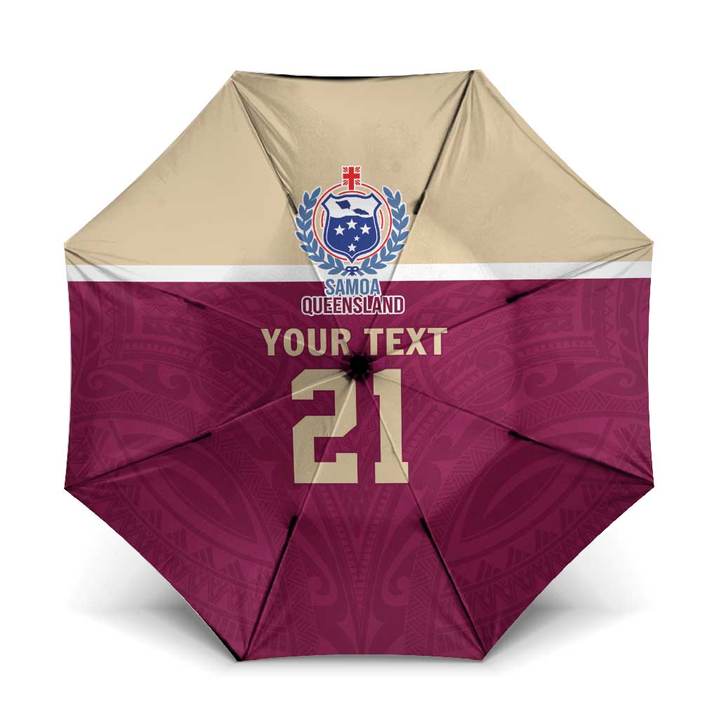 Queensland Samoa Custom Umbrella Maroon Pacific Polynesian Tribal Pattern - Aussie Hoodie