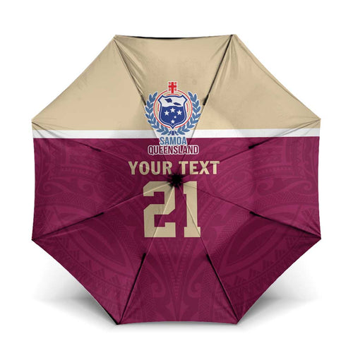 Queensland Samoa Custom Umbrella Maroon Pacific Polynesian Tribal Pattern - Aussie Hoodie