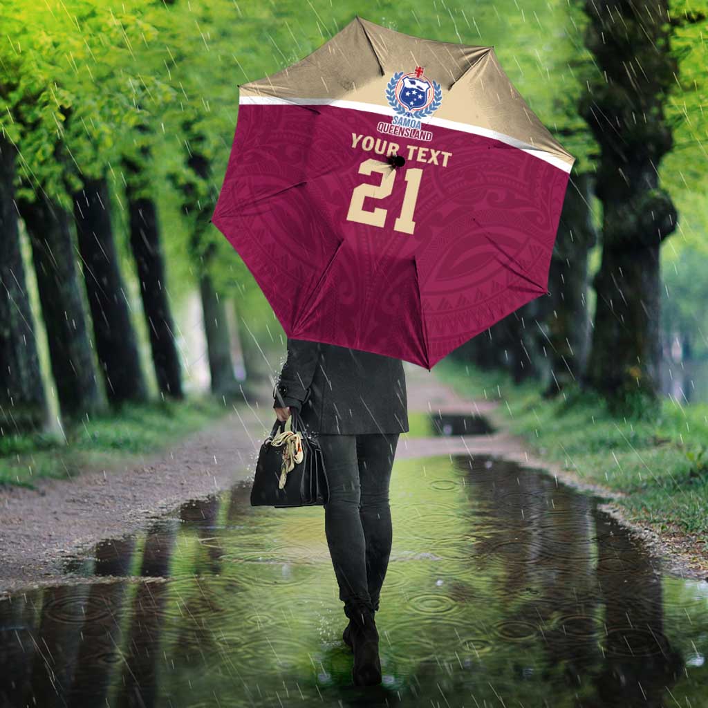 Queensland Samoa Custom Umbrella Maroon Pacific Polynesian Tribal Pattern - Aussie Hoodie