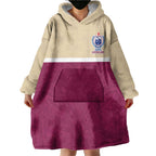 Queensland Samoa Custom Wearable Blanket Hoodie Maroon Pacific Polynesian Tribal Pattern