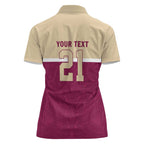 Queensland Samoa Custom Women Polo Shirt Maroon Pacific Polynesian Tribal Pattern