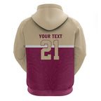 Queensland Samoa Custom Zip Hoodie Maroon Pacific Polynesian Tribal Pattern