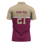 Queensland Samoa Custom Zipper Polo Shirt Maroon Pacific Polynesian Tribal Pattern - Aussie Hoodie