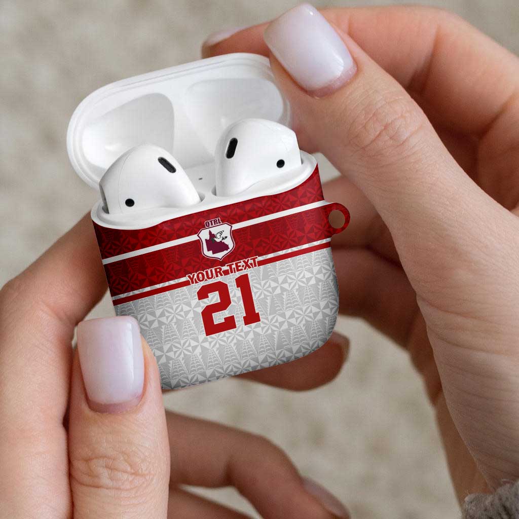 Queensland Tonga Custom AirPods Case QLD with Tongan Ngatu Pattern - Aussie Hoodie