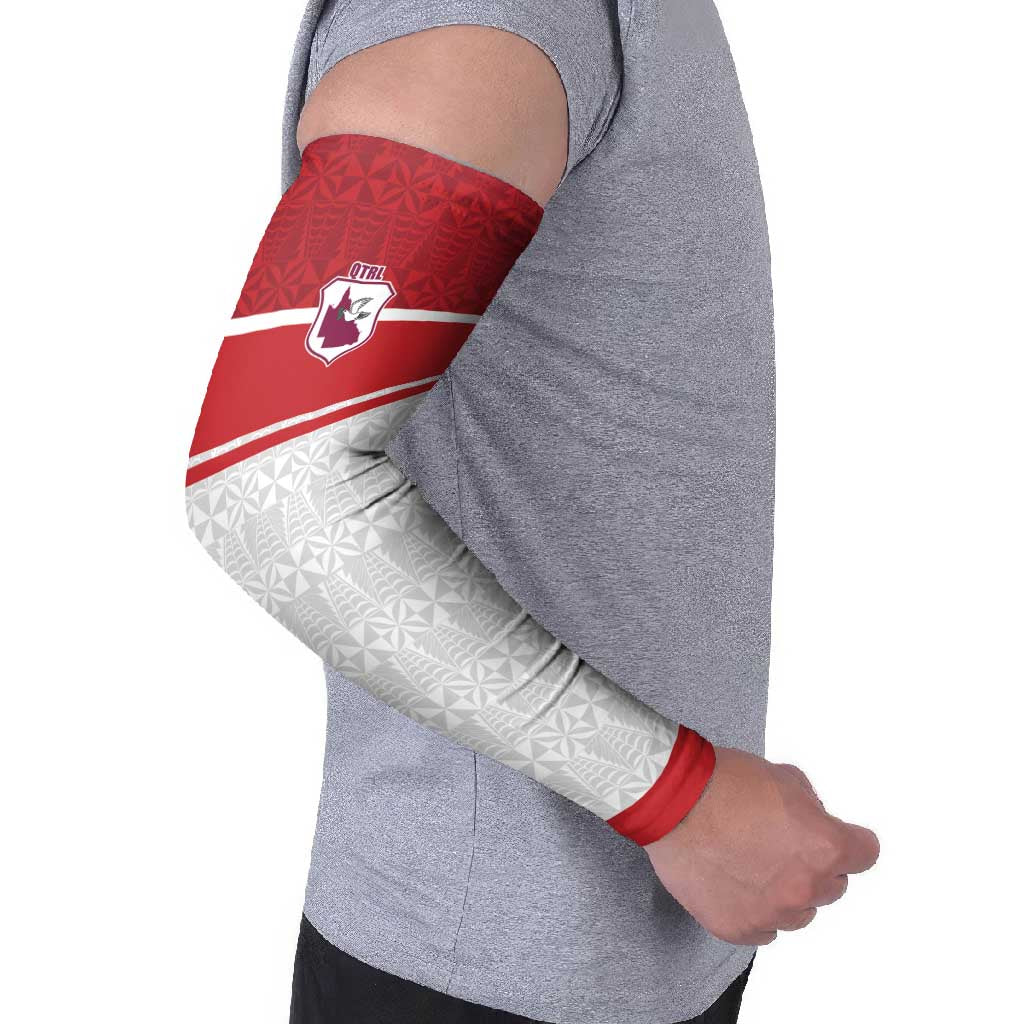 Queensland Tonga Custom Arm Sleeves QLD with Tongan Ngatu Pattern - Aussie Hoodie