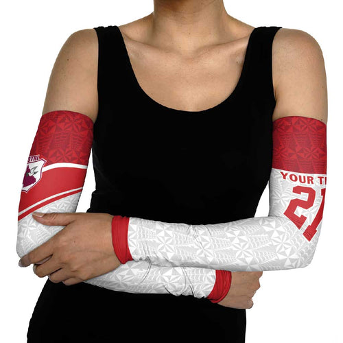 Queensland Tonga Custom Arm Sleeves QLD with Tongan Ngatu Pattern - Aussie Hoodie