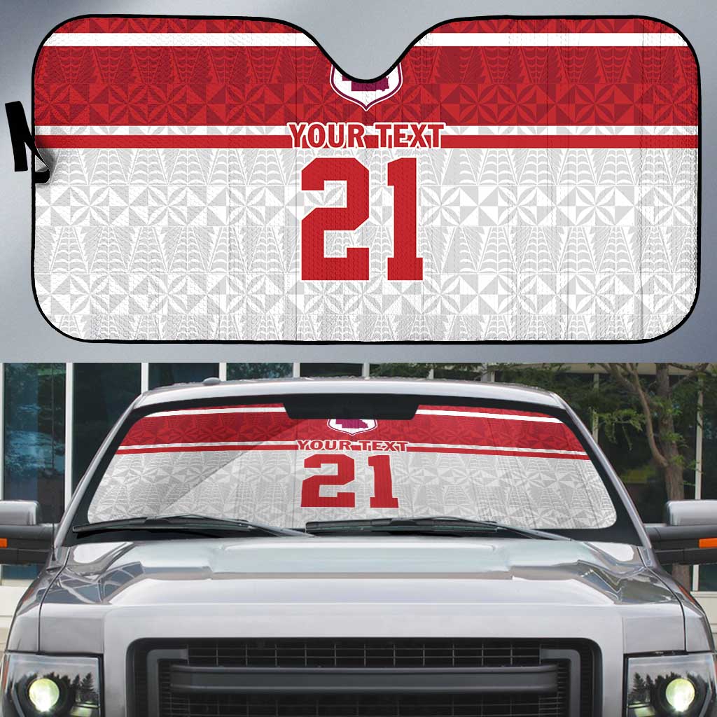 Queensland Tonga Custom Auto Sun Shade QLD with Tongan Ngatu Pattern - Aussie Hoodie