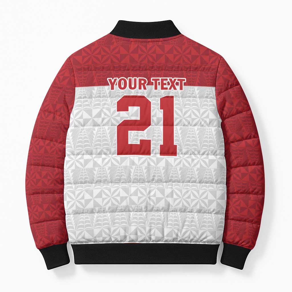 Queensland Tonga Custom Bomber Puffer Jacket QLD with Tongan Ngatu Pattern - Aussie Hoodie