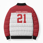 Queensland Tonga Custom Bomber Puffer Jacket QLD with Tongan Ngatu Pattern - Aussie Hoodie