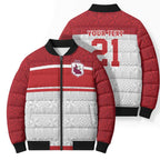 Queensland Tonga Custom Bomber Puffer Jacket QLD with Tongan Ngatu Pattern - Aussie Hoodie