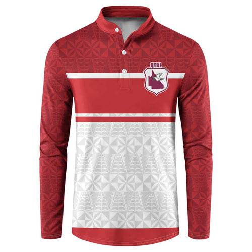 Queensland Tonga Custom Button Sweatshirt QLD with Tongan Ngatu Pattern