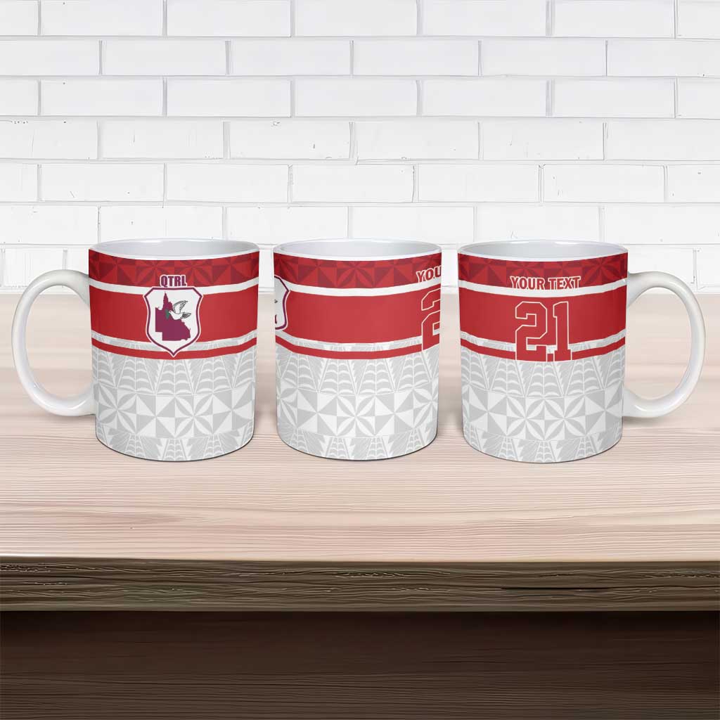 Queensland Tonga Custom Ceramic Mug QLD with Tongan Ngatu Pattern - Aussie Hoodie