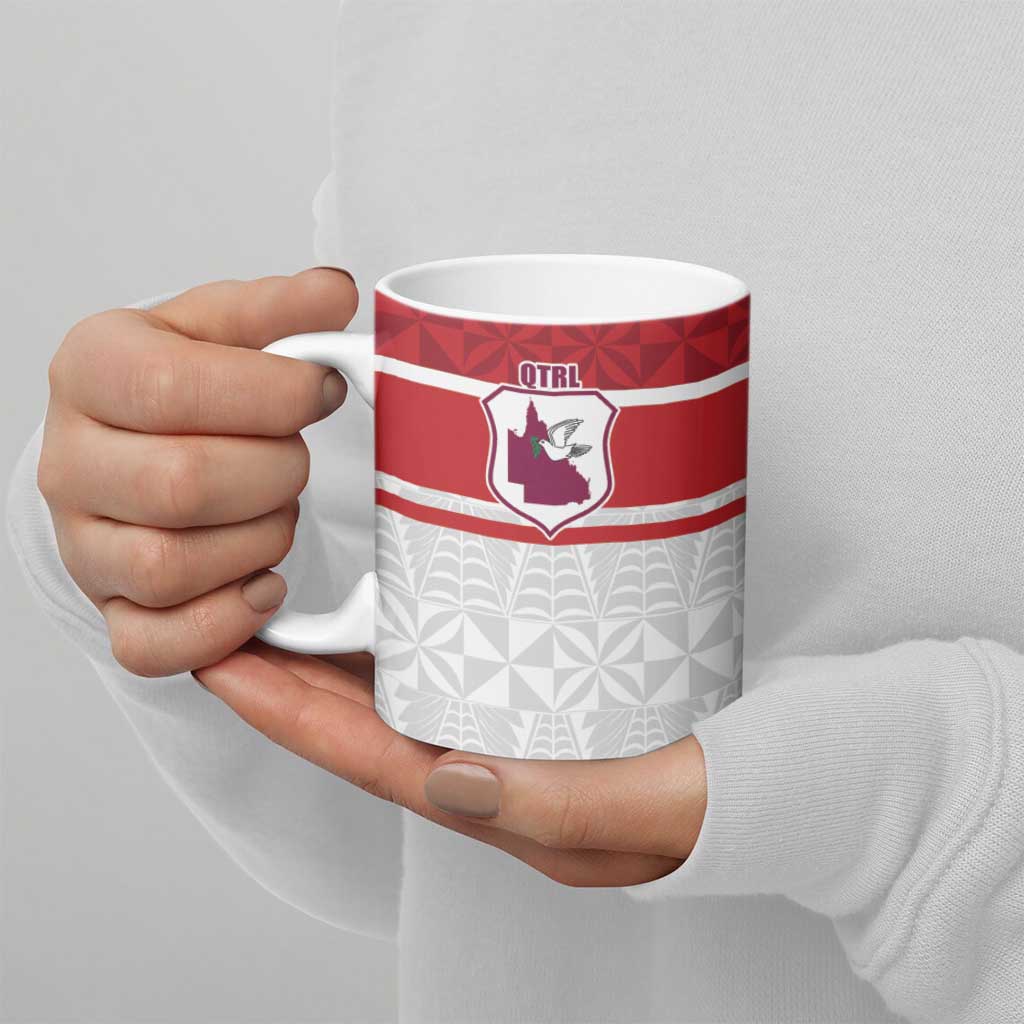 Queensland Tonga Custom Ceramic Mug QLD with Tongan Ngatu Pattern - Aussie Hoodie