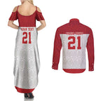 Queensland Tonga Custom Couples Matching Summer Maxi Dress and Long Sleeve Button Shirt QLD with Tongan Ngatu Pattern