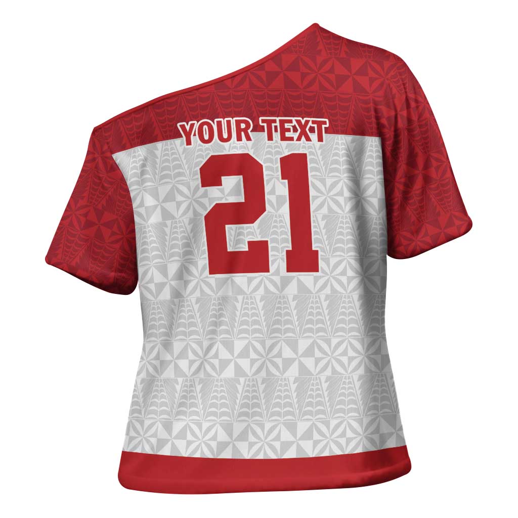 Queensland Tonga Custom Cross Shoulder Shirt QLD with Tongan Ngatu Pattern - Aussie Hoodie