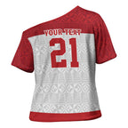 Queensland Tonga Custom Cross Shoulder Shirt QLD with Tongan Ngatu Pattern - Aussie Hoodie