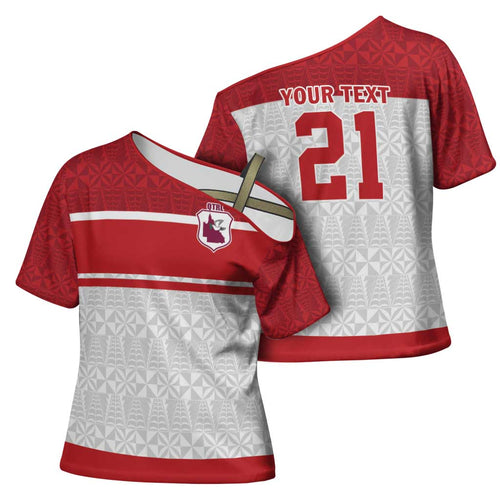 Queensland Tonga Custom Cross Shoulder Shirt QLD with Tongan Ngatu Pattern - Aussie Hoodie