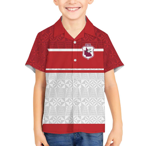 Queensland Tonga Custom Family Matching Off The Shoulder Long Sleeve Dress and Hawaiian Shirt QLD with Tongan Ngatu Pattern