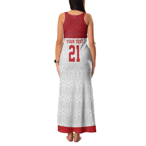 Queensland Tonga Custom Family Matching Tank Maxi Dress and Hawaiian Shirt QLD with Tongan Ngatu Pattern