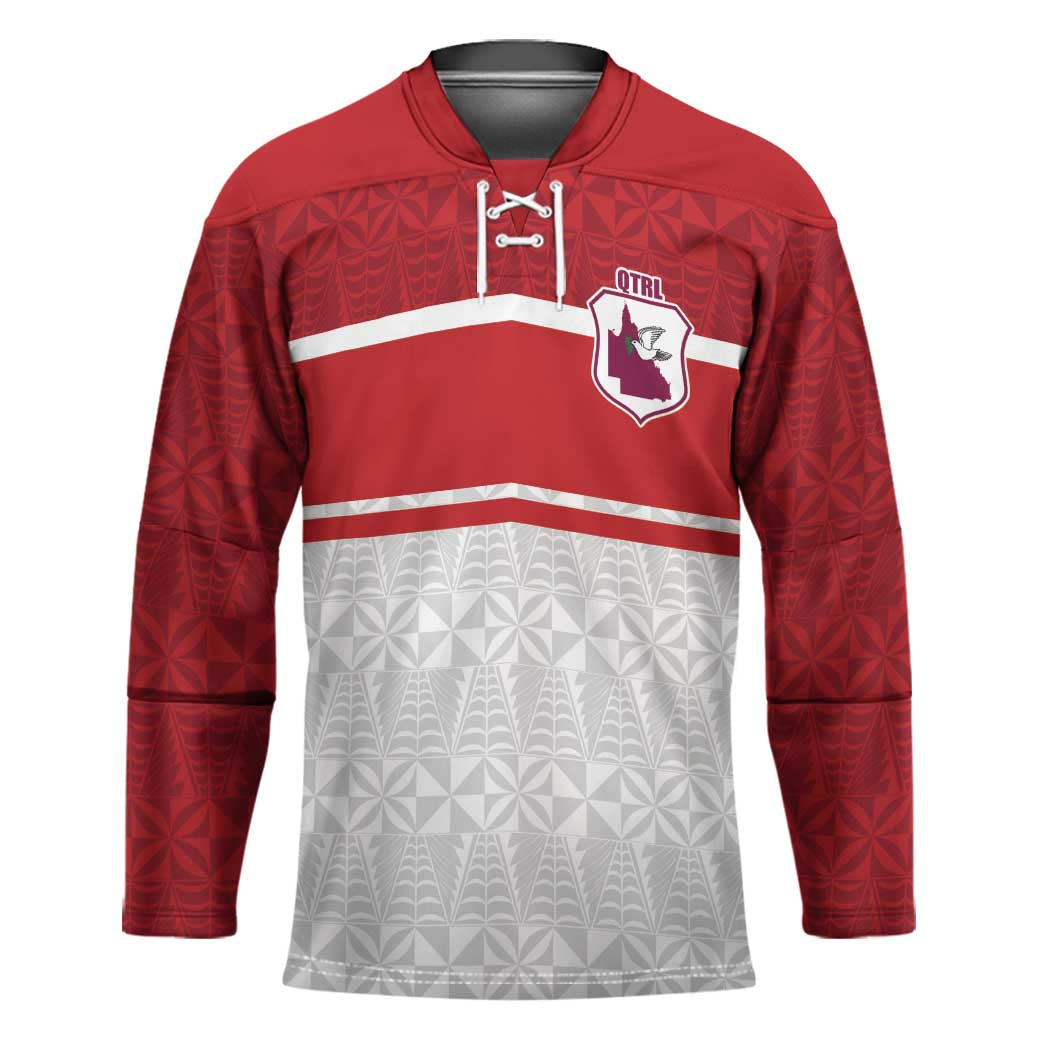 Queensland Tonga Custom Hockey Jersey QLD with Tongan Ngatu Pattern - Aussie Hoodie
