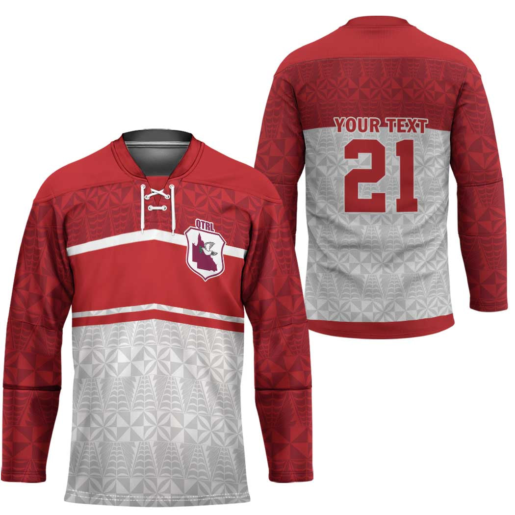 Queensland Tonga Custom Hockey Jersey QLD with Tongan Ngatu Pattern - Aussie Hoodie