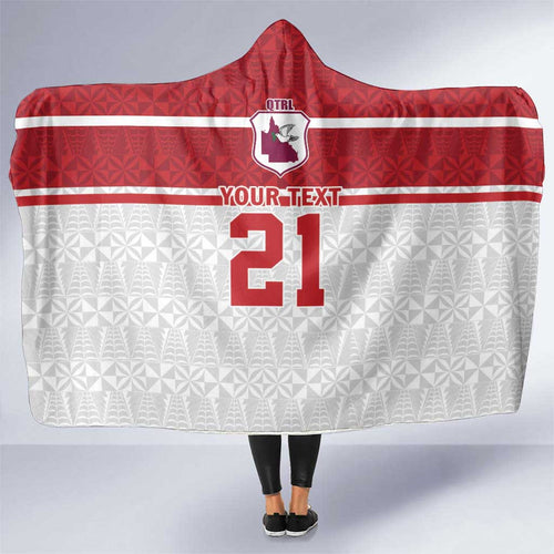 Queensland Tonga Custom Hooded Blanket QLD with Tongan Ngatu Pattern