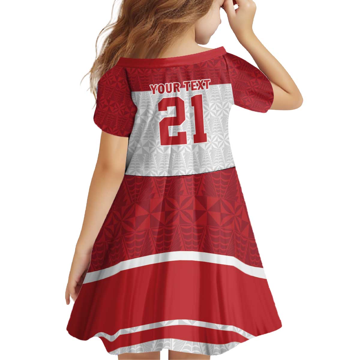Queensland Tonga Custom Kid Short Sleeve Dress QLD with Tongan Ngatu Pattern