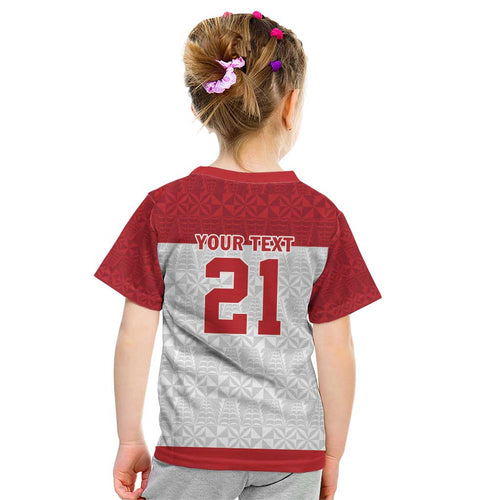 Queensland Tonga Custom Kid T Shirt QLD with Tongan Ngatu Pattern