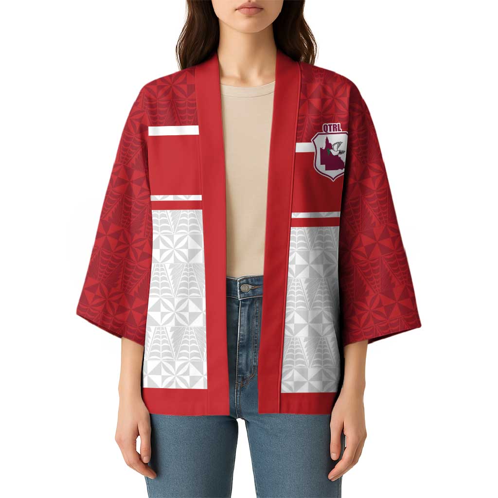 Queensland Tonga Custom Kimono QLD with Tongan Ngatu Pattern - Aussie Hoodie