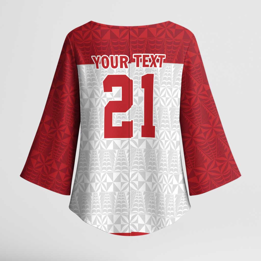Queensland Tonga Custom Kimono Sleeve Blouse QLD with Tongan Ngatu Pattern - Aussie Hoodie
